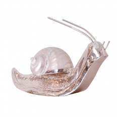 Silver plated and mother of pearl snail sculpture